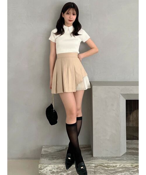 MERCURYDUO(マーキュリーデュオ)の「レース襟ハーフスリーブニット(ニット/セーター・レディース・ブラック/オフホワイト/イエロー・FREE)」の7枚目の写真