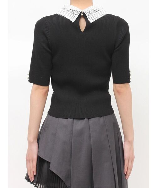 MERCURYDUO(マーキュリーデュオ)の「レース襟ハーフスリーブニット(ニット/セーター・レディース・ブラック/オフホワイト/イエロー・FREE)」の13枚目の写真