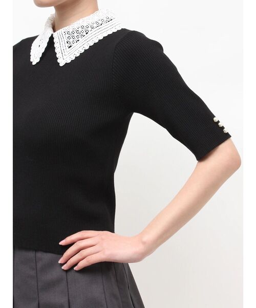 MERCURYDUO(マーキュリーデュオ)の「レース襟ハーフスリーブニット(ニット/セーター・レディース・ブラック/オフホワイト/イエロー・FREE)」の15枚目の写真
