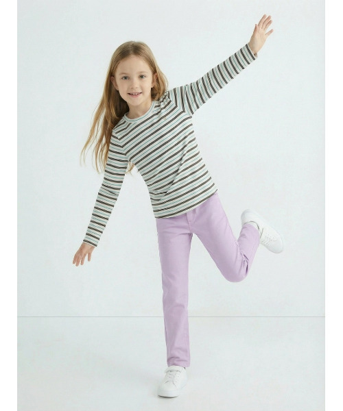 HAKKA KIDS（ハッカキッズ）の「シャリ感ストレッチスリムパンツ（チノパンツ・キッズ・ブラック/グレー/パープル・120cm/130cm/110cm）」の3枚目の写真