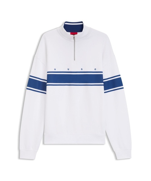 HUGO(ヒューゴ)の「ジップネック コットン スウェットシャツ プリントライン(スウェット・メンズ・ホワイト・XS/XL/L/XXL/M/S)」の5枚目の写真