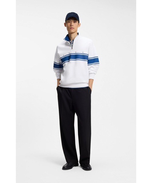 HUGO(ヒューゴ)の「ジップネック コットン スウェットシャツ プリントライン(スウェット・メンズ・ホワイト・XS/XL/L/XXL/M/S)」の3枚目の写真