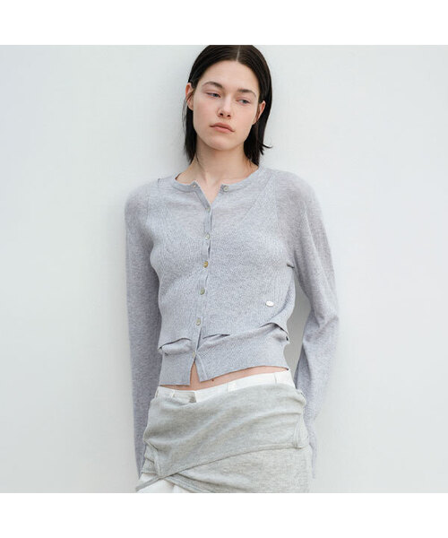 ATELIER NAIN(アトリエナイン)の「AN BUSTIER COMBINATION CARDIGAN (CD-2251)(カーディガン/ボレロ・レディース・ライトイエロー/ライトグレー・FREE)」の1枚目の写真
