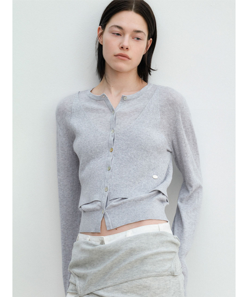 ATELIER NAIN(アトリエナイン)の「AN BUSTIER COMBINATION CARDIGAN (CD-2251)(カーディガン/ボレロ・レディース・ライトイエロー/ライトグレー・FREE)」の4枚目の写真
