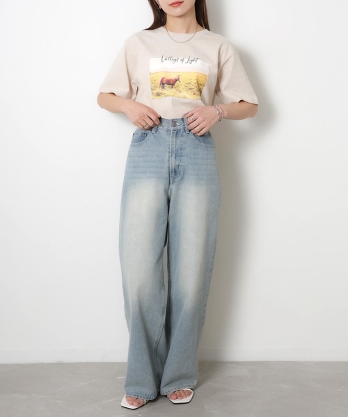 Riberry(リベリー)の「馬フォトプリント半袖Tシャツ(Tシャツ/カットソー・レディース・アイボリー/チャコールグレー/ベージュ・FREE)」の12枚目の写真