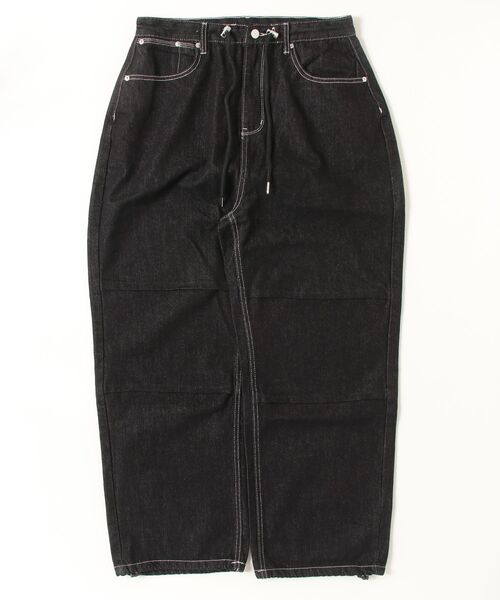 MUCENT(ムセント)の「【MUCENT】ブランド直輸入正規品/MUCENT/MAXXI BACK POCKET BIG LOGO DENIM(デニムパンツ・レディース・ダークブルー/ブラック・FREE)」の1枚目の写真