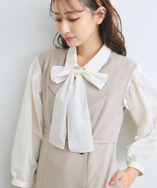 COHINA(コヒナ)の「トリアセリネンライクジレワンピース 【低身長・小柄女性】(ワンピース・レディース・ベージュ/ネイビー・SHORT/REGULAR)」の9枚目の写真