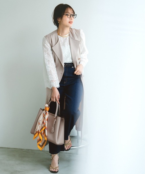 COHINA(コヒナ)の「トリアセリネンライクジレワンピース 【低身長・小柄女性】(ワンピース・レディース・ベージュ/ネイビー・SHORT/REGULAR)」の3枚目の写真