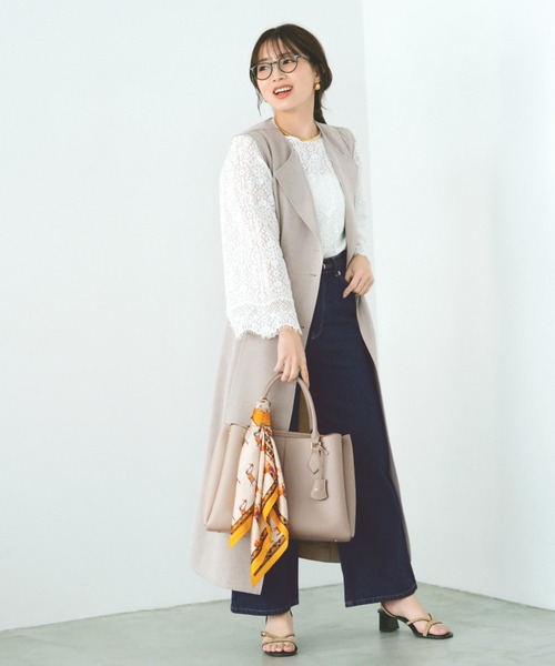 COHINA(コヒナ)の「トリアセリネンライクジレワンピース 【低身長・小柄女性】(ワンピース・レディース・ベージュ/ネイビー・SHORT/REGULAR)」の4枚目の写真