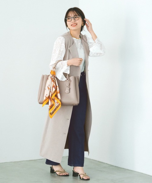 COHINA(コヒナ)の「トリアセリネンライクジレワンピース 【低身長・小柄女性】(ワンピース・レディース・ベージュ/ネイビー・SHORT/REGULAR)」の5枚目の写真
