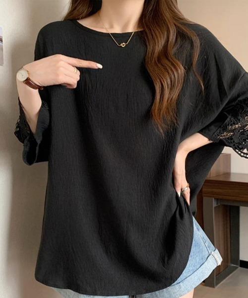SallyLunn(サリーラン)の「大人フェミニンレーススリーブブラウス(シャツ/ブラウス・レディース・ホワイト/ブラック・LARGE/MEDIUM)」の3枚目の写真