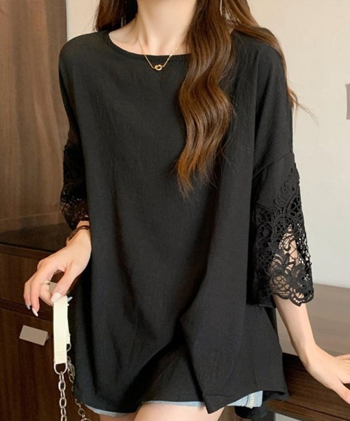 SallyLunn(サリーラン)の「大人フェミニンレーススリーブブラウス(シャツ/ブラウス・レディース・ホワイト/ブラック・LARGE/MEDIUM)」の4枚目の写真