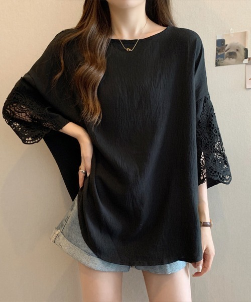 SallyLunn(サリーラン)の「大人フェミニンレーススリーブブラウス(シャツ/ブラウス・レディース・ホワイト/ブラック・LARGE/MEDIUM)」の6枚目の写真
