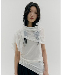 CACELE（カッセル）の「MESH DOT SHIRRED SCARF, WHITE（バンダナ/スカーフ）」