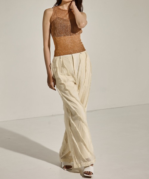 TAN（タン）の「[TAN/タン]SHINY 2PIECES TOPS（その他トップス・レディース・ブラウン/オリーブ/ブラック・FREE）」の4枚目の写真