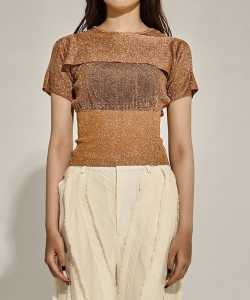 TAN（タン）の「[TAN/タン]SHINY 2PIECES TOPS（その他トップス・レディース・ブラウン/オリーブ/ブラック・FREE）」の5枚目の写真