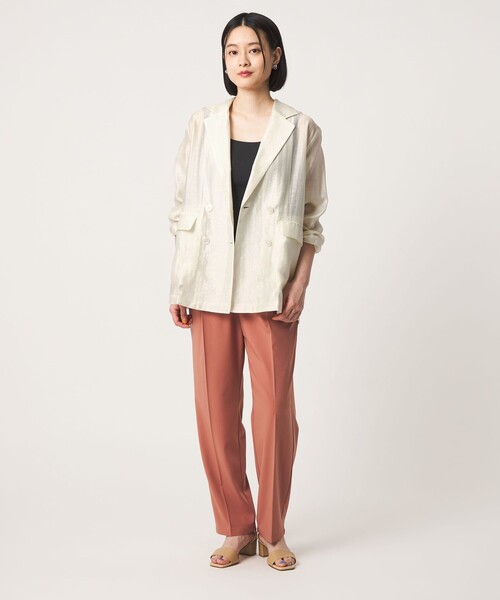 A DAY IN THE LIFE UNITED ARROWS(アデイインザライフユナイテッドアローズ)の「シアー ダブルジャケット ‐ウォッシャブル‐ <A DAY IN THE LIFE>(テーラードジャケット・レディース・ベージュ/オフホワイト/ブラック・FREE)」の5枚目の写真