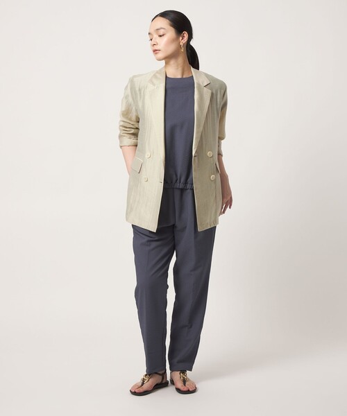 A DAY IN THE LIFE UNITED ARROWS(アデイインザライフユナイテッドアローズ)の「シアー ダブルジャケット ‐ウォッシャブル‐ <A DAY IN THE LIFE>(テーラードジャケット・レディース・ベージュ/オフホワイト/ブラック・FREE)」の7枚目の写真