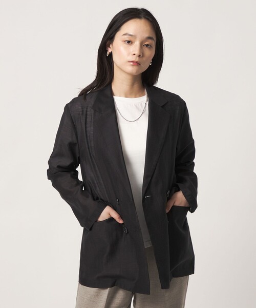 A DAY IN THE LIFE UNITED ARROWS(アデイインザライフユナイテッドアローズ)の「シアー ダブルジャケット ‐ウォッシャブル‐ <A DAY IN THE LIFE>(テーラードジャケット・レディース・ベージュ/オフホワイト/ブラック・FREE)」の8枚目の写真