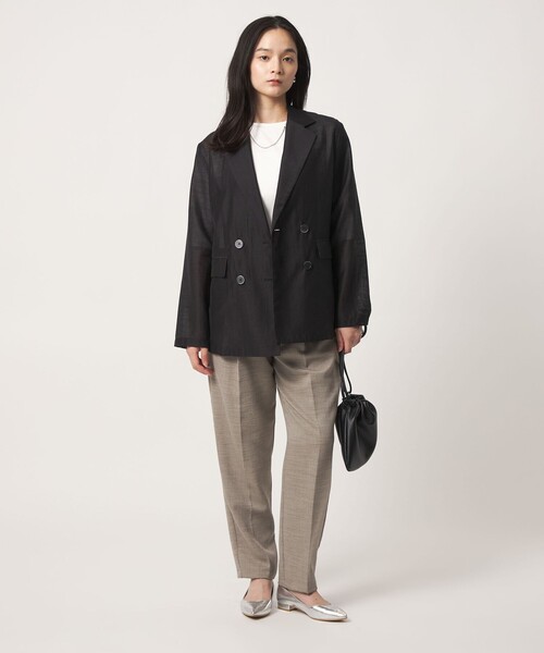 A DAY IN THE LIFE UNITED ARROWS(アデイインザライフユナイテッドアローズ)の「シアー ダブルジャケット ‐ウォッシャブル‐ <A DAY IN THE LIFE>(テーラードジャケット・レディース・ベージュ/オフホワイト/ブラック・FREE)」の9枚目の写真