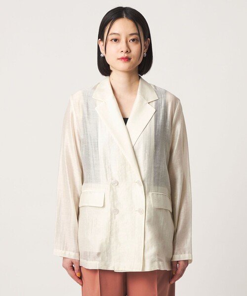 A DAY IN THE LIFE UNITED ARROWS(アデイインザライフユナイテッドアローズ)の「シアー ダブルジャケット ‐ウォッシャブル‐ <A DAY IN THE LIFE>(テーラードジャケット・レディース・ベージュ/オフホワイト/ブラック・FREE)」の10枚目の写真