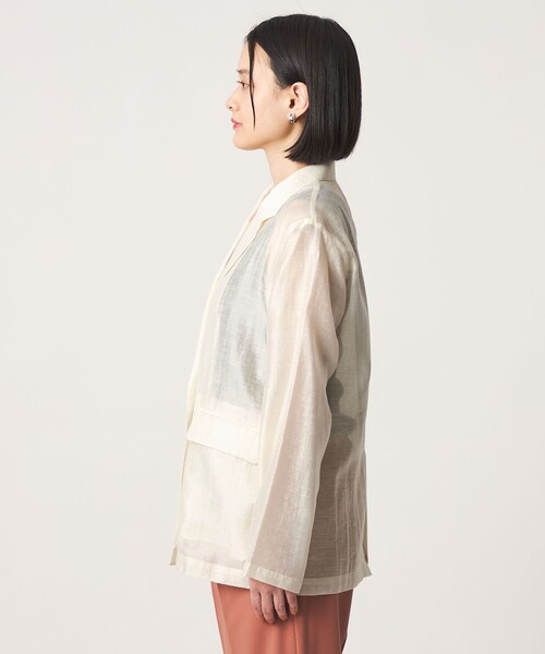 A DAY IN THE LIFE UNITED ARROWS(アデイインザライフユナイテッドアローズ)の「シアー ダブルジャケット ‐ウォッシャブル‐ <A DAY IN THE LIFE>(テーラードジャケット・レディース・ベージュ/オフホワイト/ブラック・FREE)」の11枚目の写真