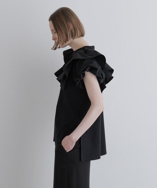 LE PHIL(ルフィル)の「◆布帛コンビギャザープルオーバー(Tシャツ/カットソー・レディース・ブラック/ホワイト・F)」の12枚目の写真