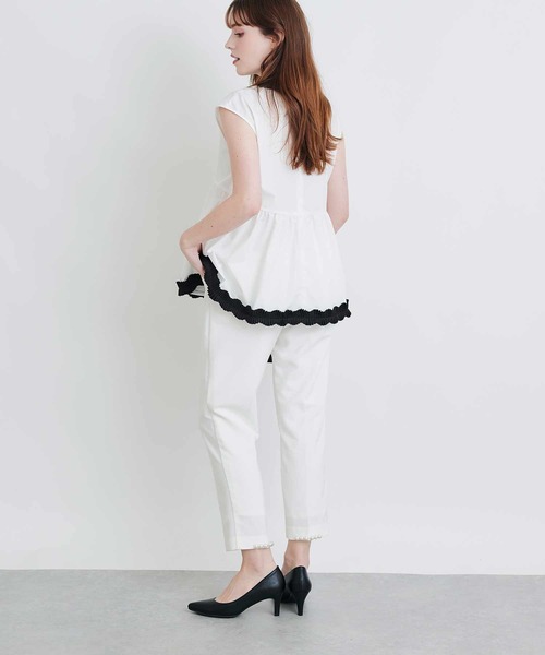 PICCIN PERLA(ピッチンペルラ)の「タックプリーツペプラムブラウス(シャツ/ブラウス・レディース・ブラック/オフホワイト・M)」の12枚目の写真