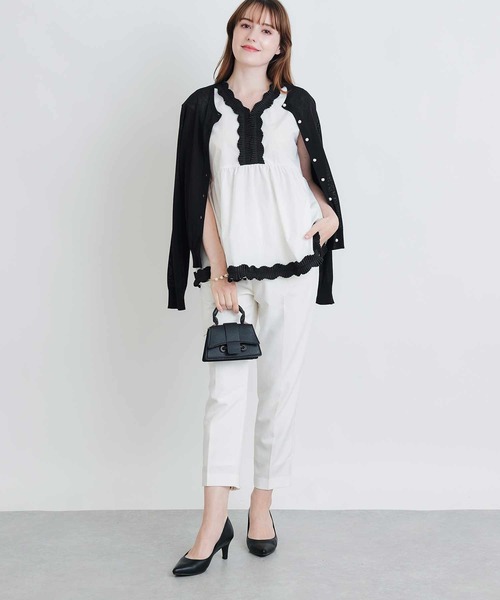 PICCIN PERLA(ピッチンペルラ)の「タックプリーツペプラムブラウス(シャツ/ブラウス・レディース・ブラック/オフホワイト・M)」の3枚目の写真