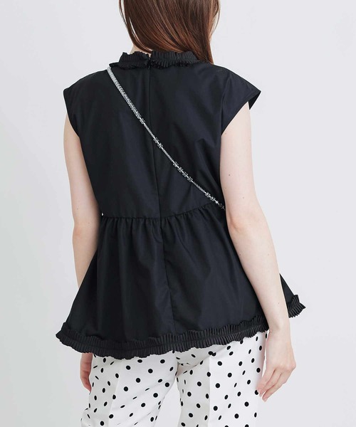 PICCIN PERLA(ピッチンペルラ)の「タックプリーツペプラムブラウス(シャツ/ブラウス・レディース・ブラック/オフホワイト・M)」の6枚目の写真