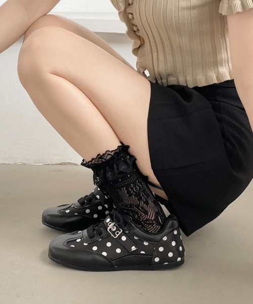 Shoes in Closet（シューズインクローゼット）の「超軽量 ドット柄 フラット スニーカー 481（スニーカー・レディース・ホワイト/ブラック・M/LL/L/S）」の13枚目の写真