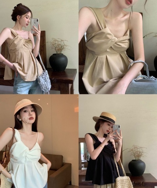 Ritzy(リッツィー)の「アシンメトリー クロスデザインペプラムトップス(シャツ/ブラウス・レディース・ホワイト/カーキ/ブラック・M/L)」の8枚目の写真