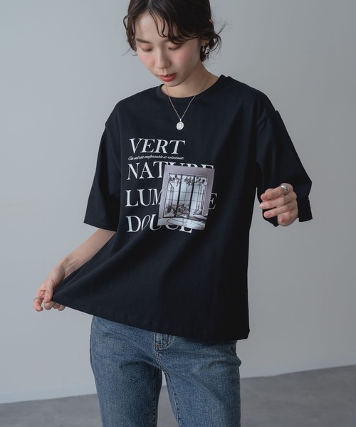 ANNA LUNA(アンナルナ)の「【ANNA LUNA】レース袖 で華やぐ 大人の ロゴTシャツ(Tシャツ/カットソー・レディース・オフホワイト/ブラック・MEDIUM)」の6枚目の写真