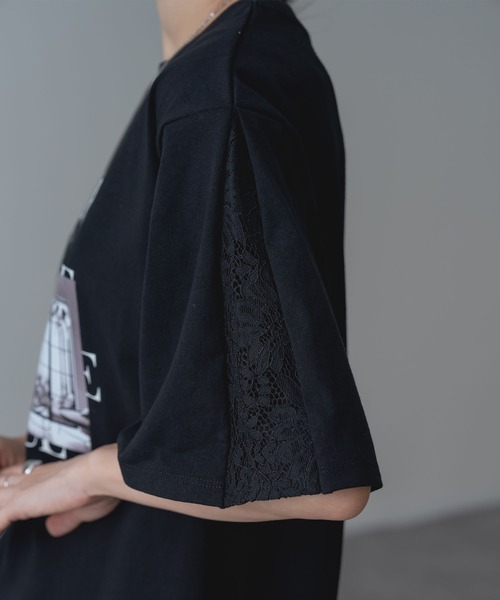 ANNA LUNA(アンナルナ)の「【ANNA LUNA】レース袖 で華やぐ 大人の ロゴTシャツ(Tシャツ/カットソー・レディース・オフホワイト/ブラック・MEDIUM)」の21枚目の写真