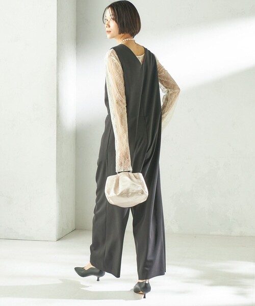 ships little black（シップスリトルブラック）の「little black:〈手洗い可能〉2WAY レース ロング スリーブ TEE（Tシャツ/カットソー・レディース・ブラック/オフホワイト・ONE SIZE）」の5枚目の写真