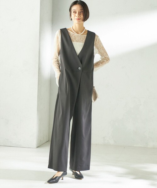 ships little black（シップスリトルブラック）の「little black:〈手洗い可能〉2WAY レース ロング スリーブ TEE（Tシャツ/カットソー・レディース・ブラック/オフホワイト・ONE SIZE）」の6枚目の写真