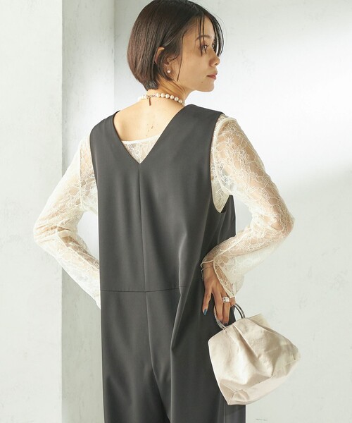 ships little black（シップスリトルブラック）の「little black:〈手洗い可能〉2WAY レース ロング スリーブ TEE（Tシャツ/カットソー・レディース・ブラック/オフホワイト・ONE SIZE）」の9枚目の写真