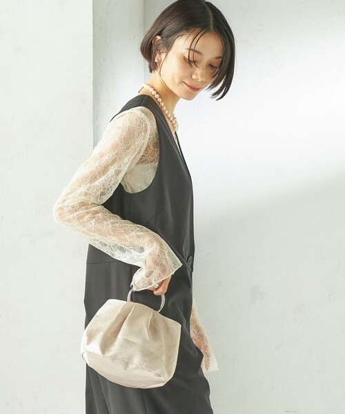 ships little black（シップスリトルブラック）の「little black:〈手洗い可能〉2WAY レース ロング スリーブ TEE（Tシャツ/カットソー・レディース・ブラック/オフホワイト・ONE SIZE）」の10枚目の写真