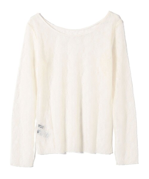 ships little black（シップスリトルブラック）の「little black:〈手洗い可能〉2WAY レース ロング スリーブ TEE（Tシャツ/カットソー・レディース・ブラック/オフホワイト・ONE SIZE）」の14枚目の写真