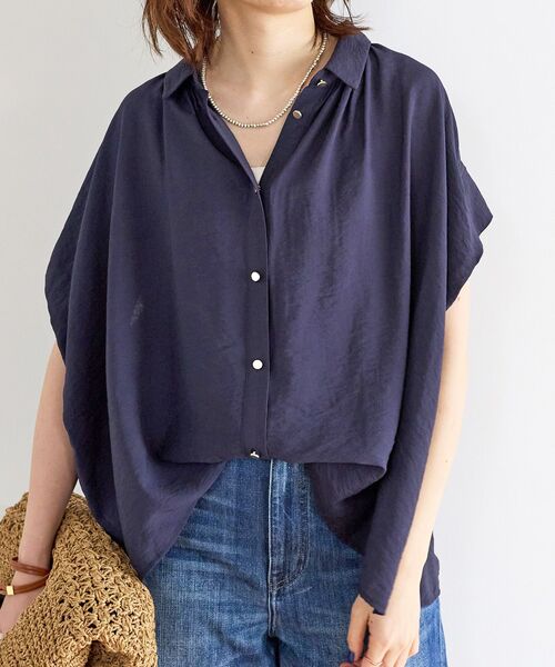 le.coeur blanc（ルクールブラン）の「【二の腕カバー】ヴィンテージライクフレンチブラウス（シャツ/ブラウス・レディース・オフホワイト/ブラウン/ネイビー/オレンジ/ライトブルー・38）」の4枚目の写真