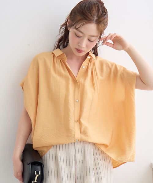 le.coeur blanc（ルクールブラン）の「【二の腕カバー】ヴィンテージライクフレンチブラウス（シャツ/ブラウス・レディース・オフホワイト/ブラウン/ネイビー/オレンジ/ライトブルー・38）」の5枚目の写真