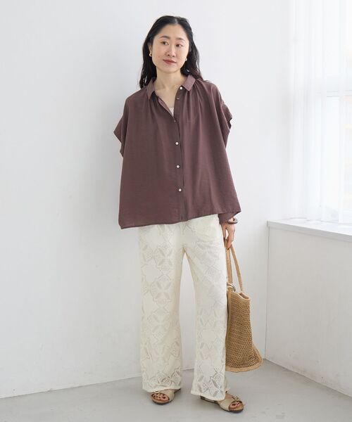 le.coeur blanc（ルクールブラン）の「【二の腕カバー】ヴィンテージライクフレンチブラウス（シャツ/ブラウス・レディース・オフホワイト/ブラウン/ネイビー/オレンジ/ライトブルー・38）」の20枚目の写真