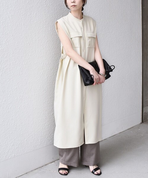 SHIPS Colors(シップス カラーズ)の「SHIPS Colors:〈手洗い可能〉サイド ベルト シャツ ワンピース◇(シャツワンピース・レディース・ネイビー/ベージュ/ブラウン・ONE SIZE)」の11枚目の写真