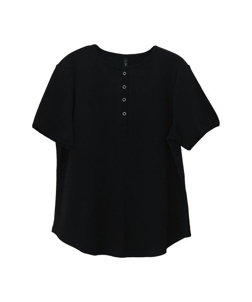 aquagarage(アクアガレージ)の「ヘンリーネックワッフルトップス(Tシャツ/カットソー・レディース・ホワイト×ブラック/ブラック/ブラウン・L/M)」の20枚目の写真