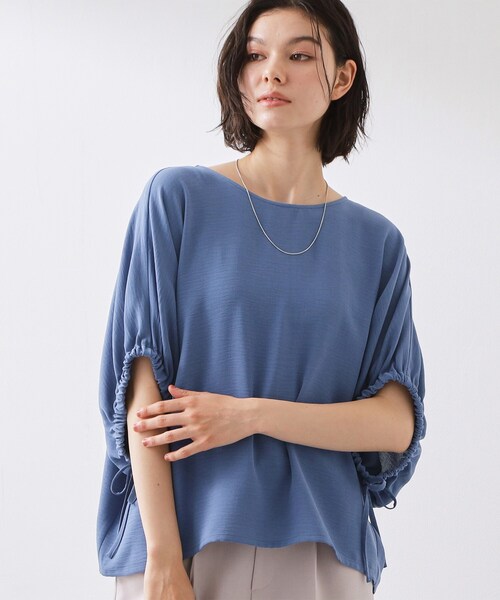 THE SHOP TK (ザ ショップ ティーケー )の「【ひんやり/防しわ/UV/吸水速乾】袖ドロストドルマントップス(シャツ/ブラウス・レディース・ナチュラル/ダークオレンジ/ブルー/ダークブラウン系8/スミクロ・12/13)」の4枚目の写真