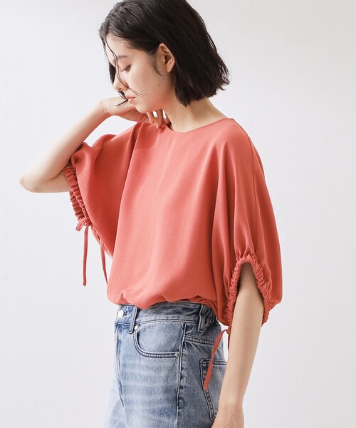 THE SHOP TK (ザ ショップ ティーケー )の「【ひんやり/防しわ/UV/吸水速乾】袖ドロストドルマントップス(シャツ/ブラウス・レディース・ナチュラル/ダークオレンジ/ブルー/ダークブラウン系8/スミクロ・12/13)」の14枚目の写真