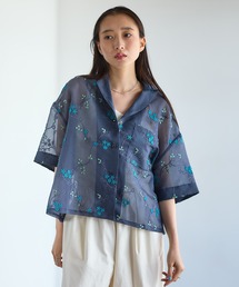 シアー」に該当するトップス（ブルー・ネイビー/青色系・花柄