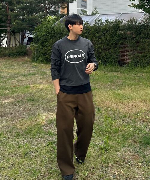 PRINOAR（プリノア）の「サークルロゴセミクロップ長袖Tシャツ - チャコール（Tシャツ/カットソー・レディース・チャコール・SMALL/MEDIUM/LARGE）」の8枚目の写真
