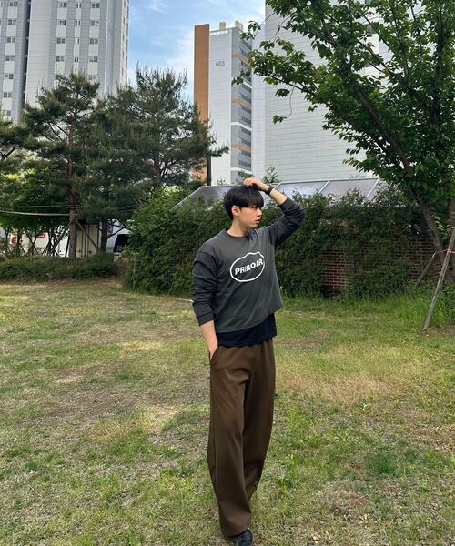 PRINOAR（プリノア）の「サークルロゴセミクロップ長袖Tシャツ - チャコール（Tシャツ/カットソー・レディース・チャコール・SMALL/MEDIUM/LARGE）」の9枚目の写真