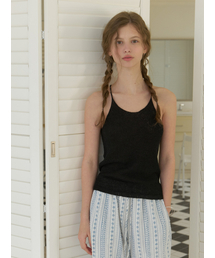 Halter neck knit sleeveless (black)